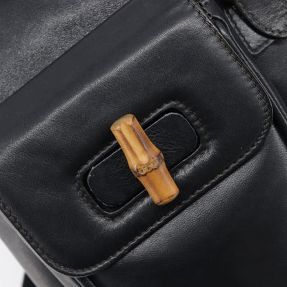 Gucci Vintage Bamboo Leather, Black, Leather, Backpack