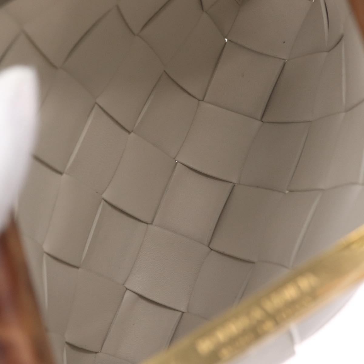 Bottega Veneta The Snap Clutch Maxi Intrecciato Leather with Wood and Metal, White, Leather, Clutch