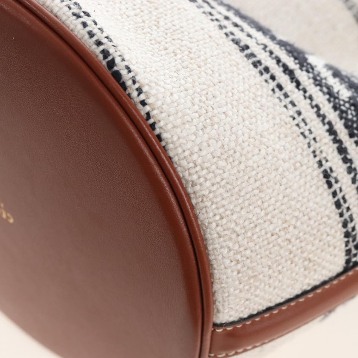 Celine Bucket 16 Raffia, Beige, Canvas, Handbag