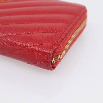 Saint Laurent Loulou Zip Around Matelasse Chevron Leather, Red, Leather, Wallet