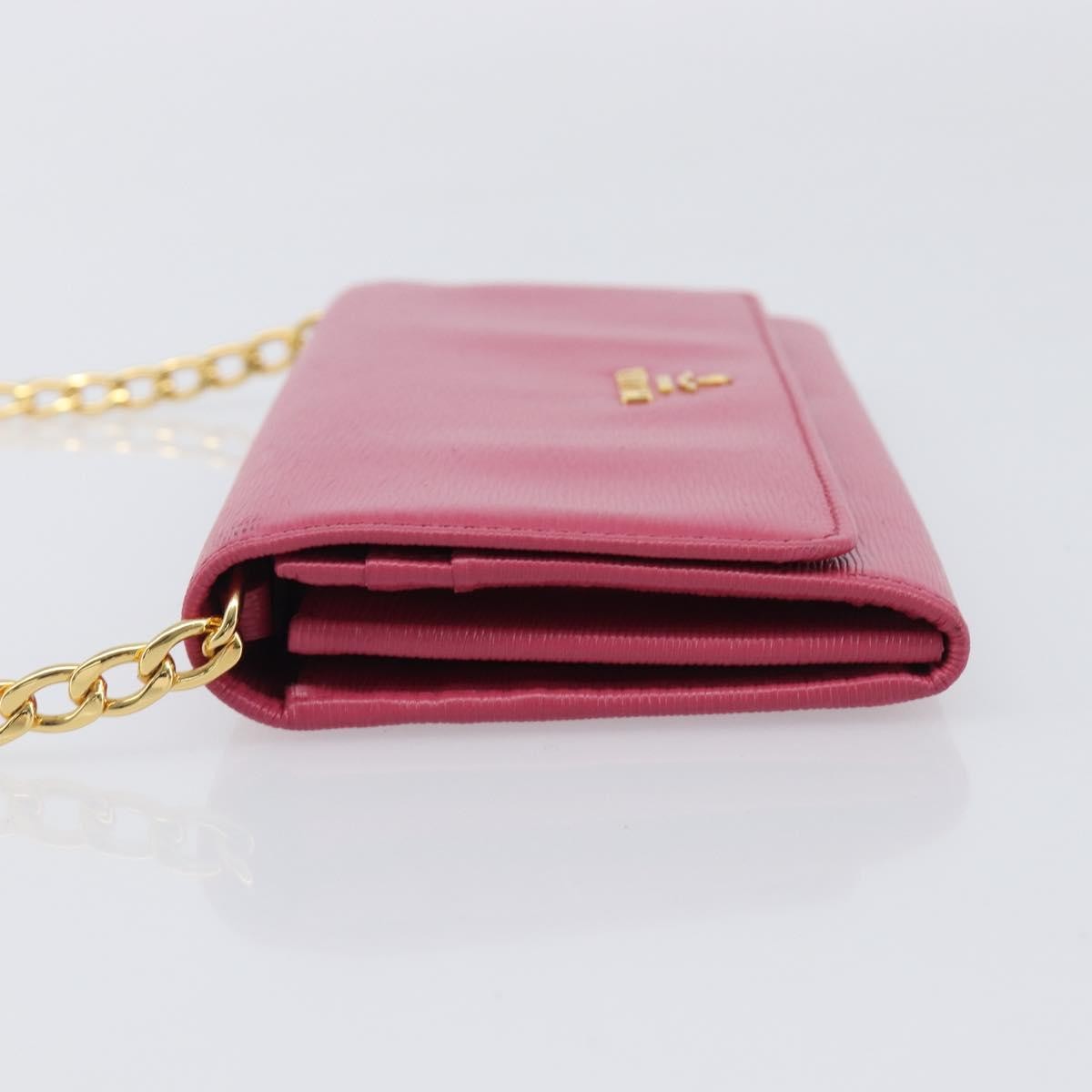 Prada Wallet on Chain Saffiano Leather, Pink, Leather, Crossbody Bag