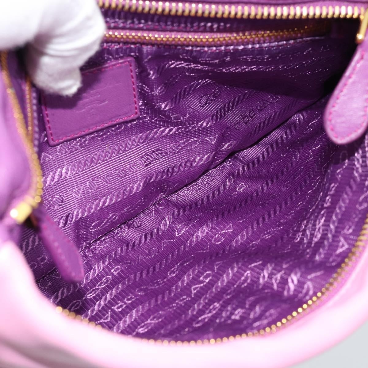 Prada Fold Over Chain Flap Soft Calf, Purple, Leather, Handbag