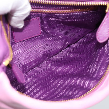 Prada Fold Over Chain Flap Soft Calf, Purple, Leather, Handbag