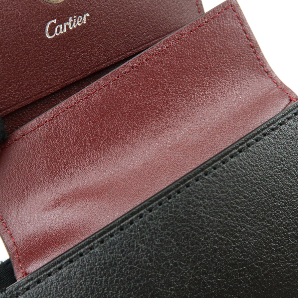 Cartier Coin Purse Must de Cartier Leather, Black, Leather, Wallet