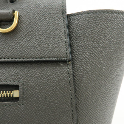 Celine Belt Textured Leather, Gray, Calfskin, Handbag