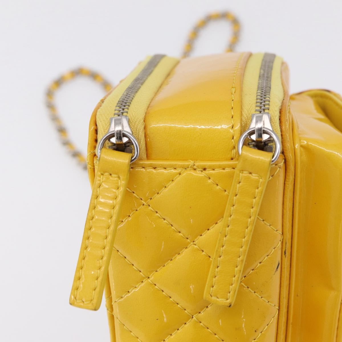 Chanel Pocket Box Camera Case Quilted Patent, Yellow, Patent Leather, Crossbody Bag