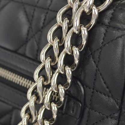 Christian Dior black cannage Leather, Black, Leather, Shoulder Bag