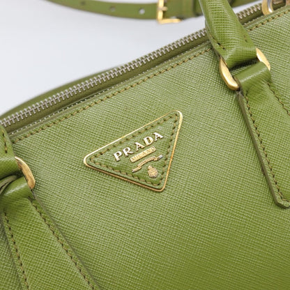 Prada Galleria  Strap Leather, Green, Leather, Handbag