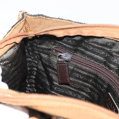 Prada Convertible Open Tweed, Brown, Canvas, Tote Bag