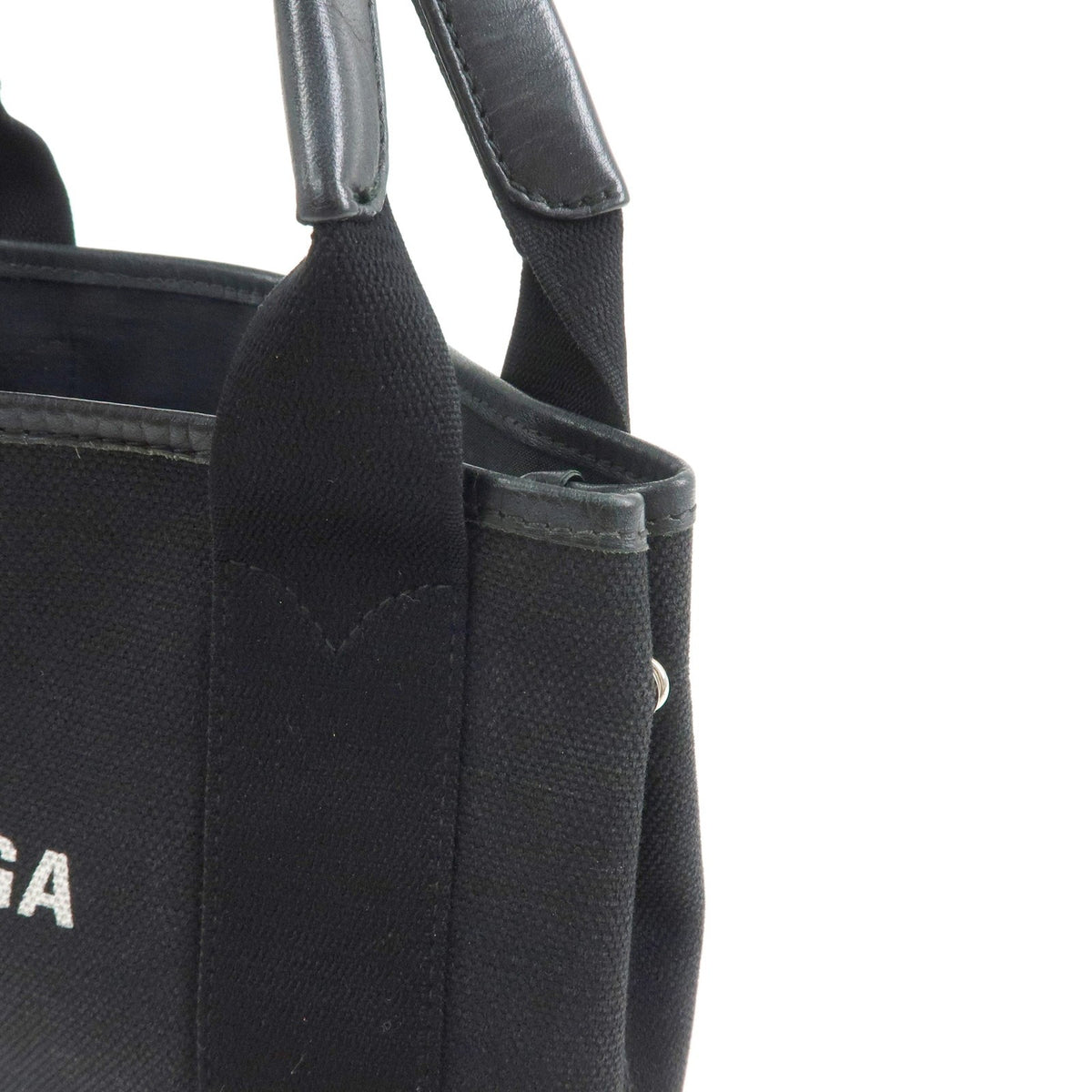 Balenciaga Navy Cabas Canvas with Leather, Black, Canvas, Tote Bag