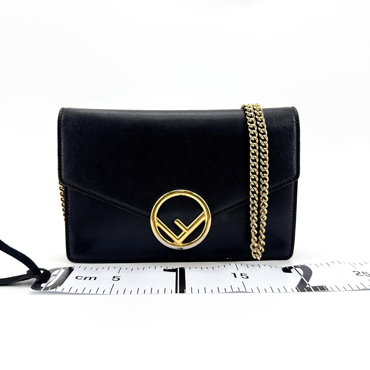 Fendi F Is Fendi Envelope Chain Clutch Leather, Black, Leather, Clutch