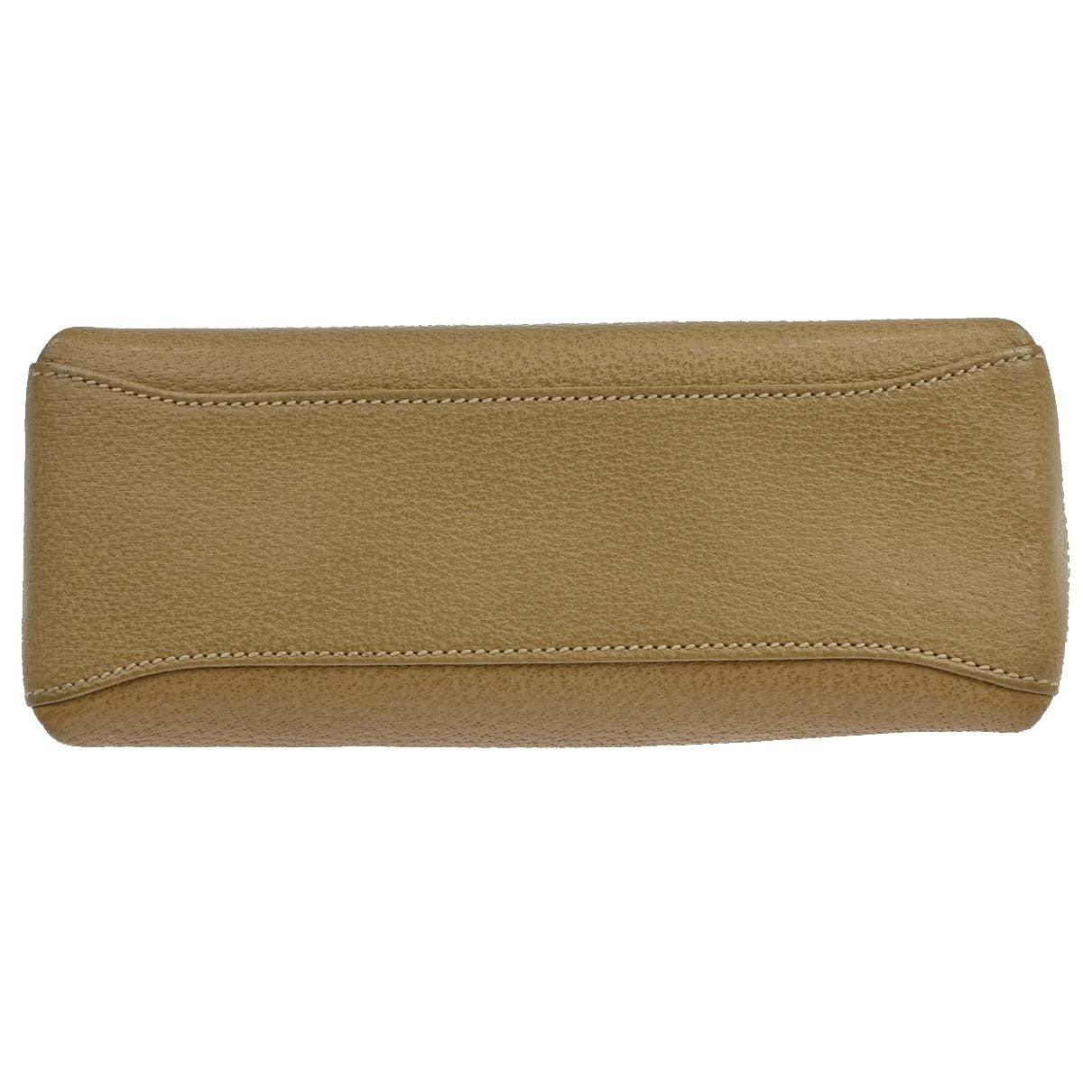 Gucci Vintage Convertible Bamboo Box Leather, Beige, Leather, Crossbody Bag