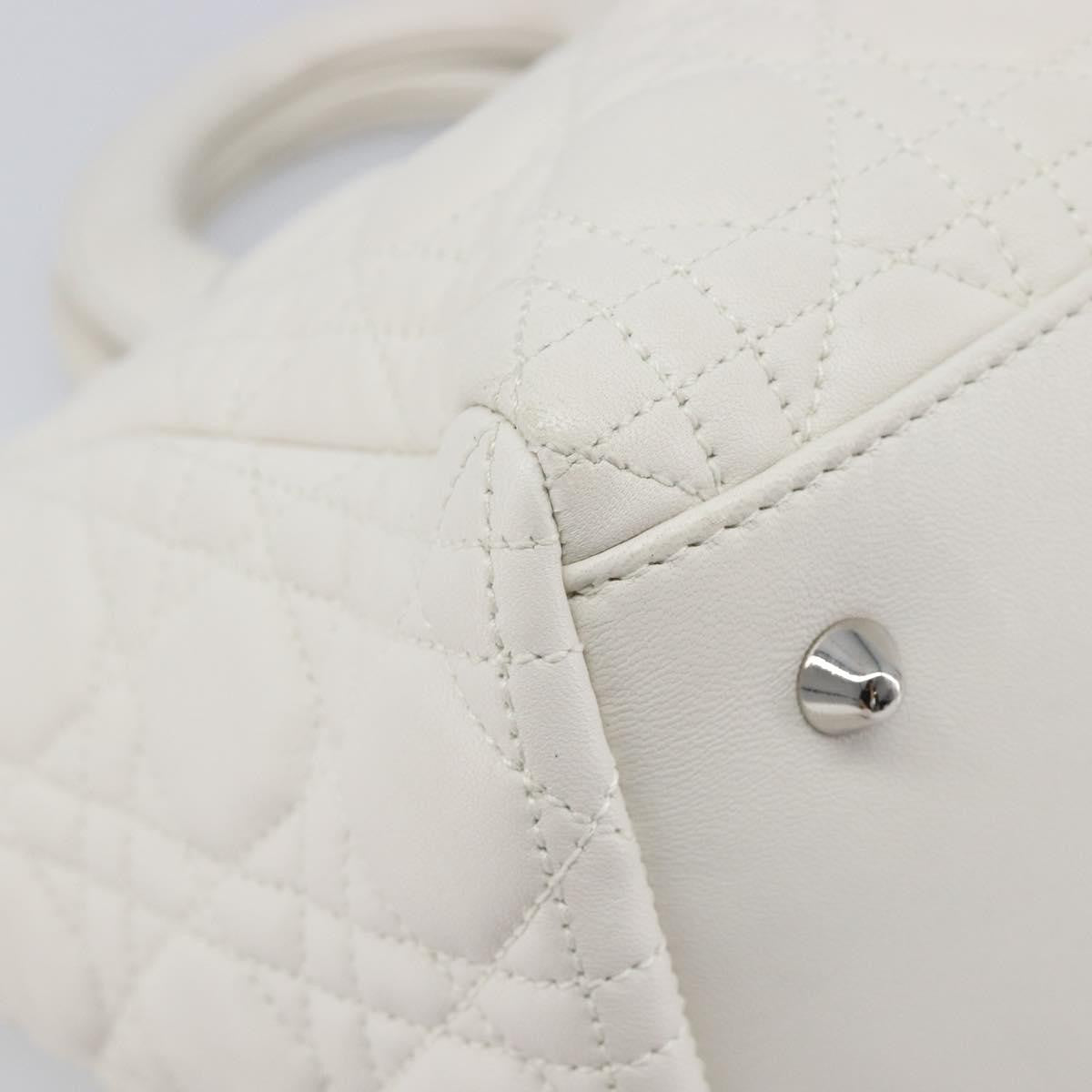 Christian Dior Lady Dior Cannage Quilt Lambskin, White, Leather, Handbag