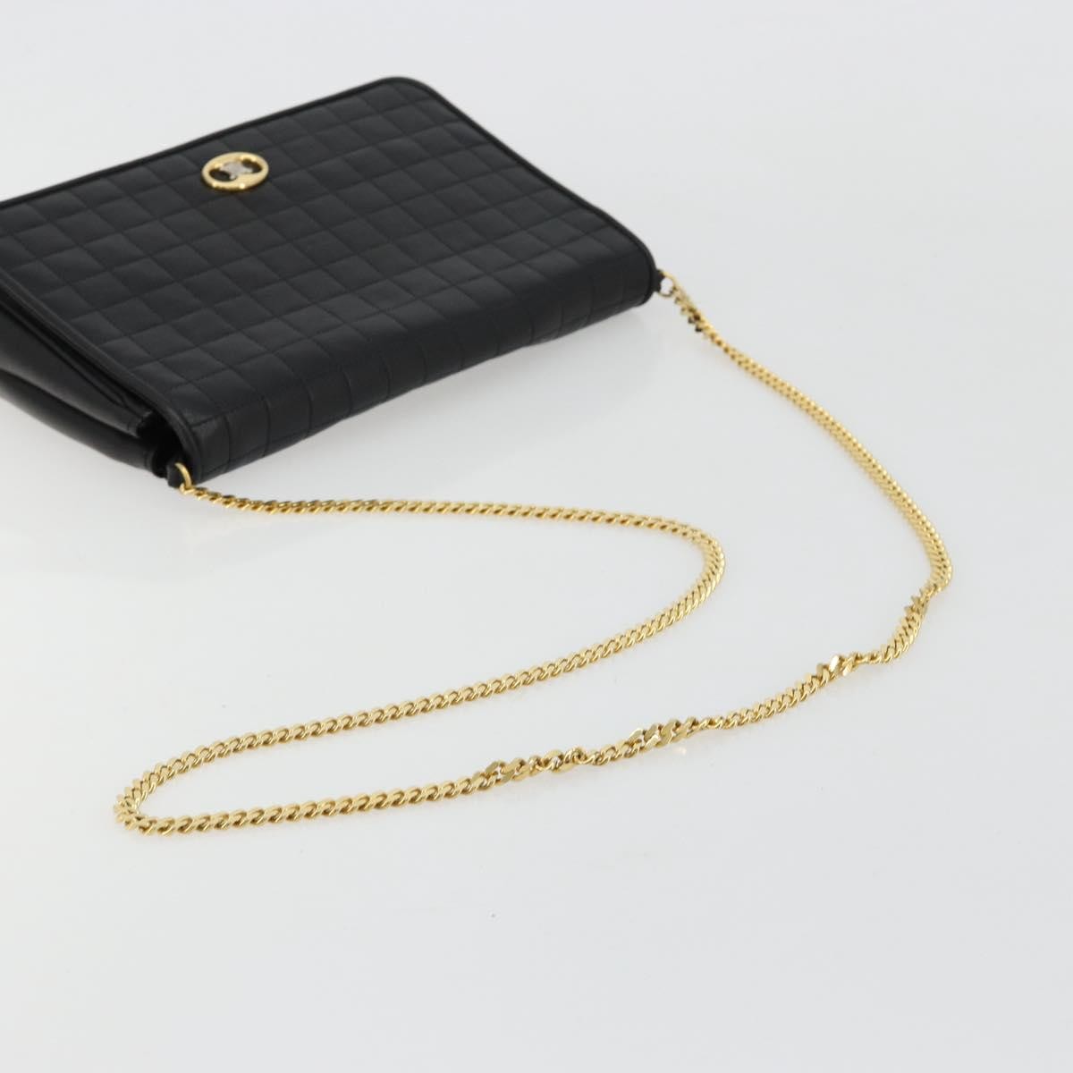 Celine Flap Shoulder Leather, Black, Leather, Shoulder Bag