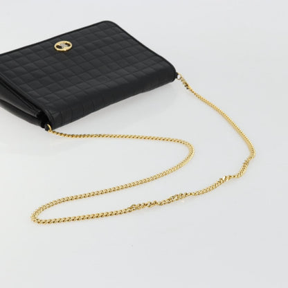 Celine Flap Shoulder Leather, Black, Leather, Shoulder Bag