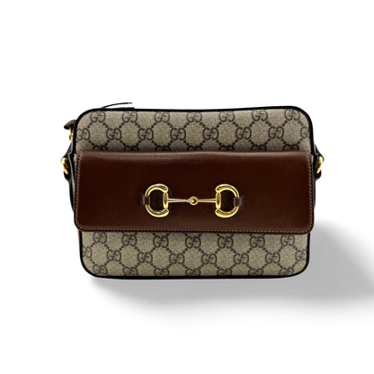 Gucci Horsebit 1955 Camera GG Coated Canvas with Leather, Beige, Canvas, Handbag
