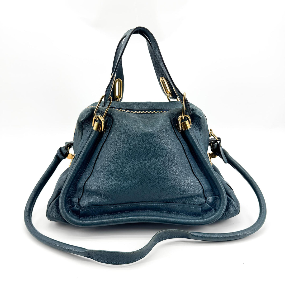 Chloe Paraty Quilted Leather, Blue, Leather, Handbag