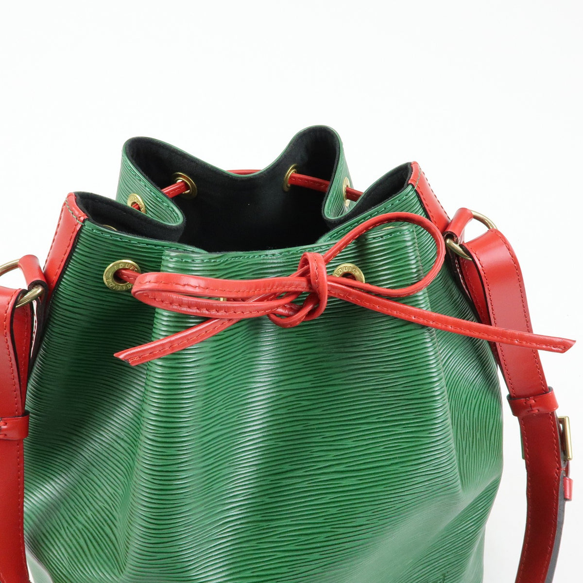 Louis Vuitton Bicolor Petit Noe Epi Leather, Green, Leather, Handbag