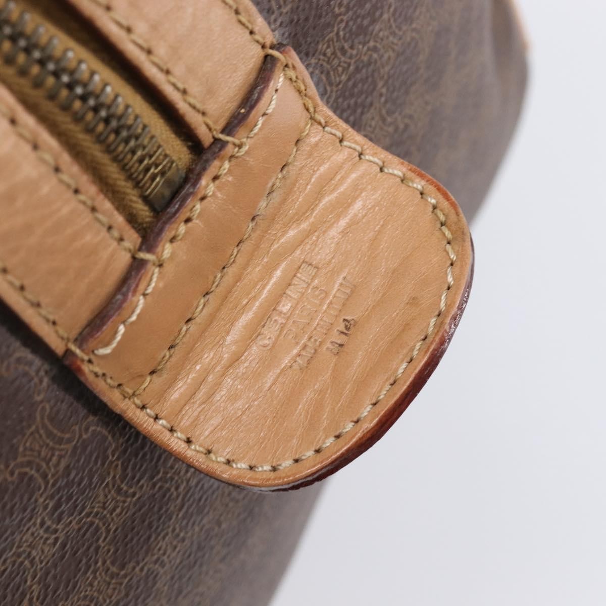 Celine Vintage Duffle Macadam Coated Canvas, Brown, PVC, Handbag