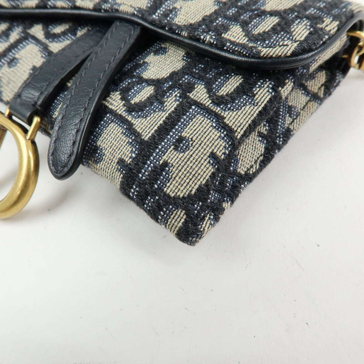 Christian Dior Saddle Pouch Leather, Beige, Canvas, Clutch