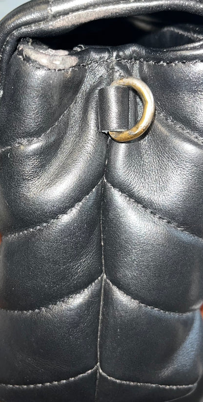 Saint Laurent Loulou NM Matelasse Chevron Leather, Black, Leather, Shoulder Bag