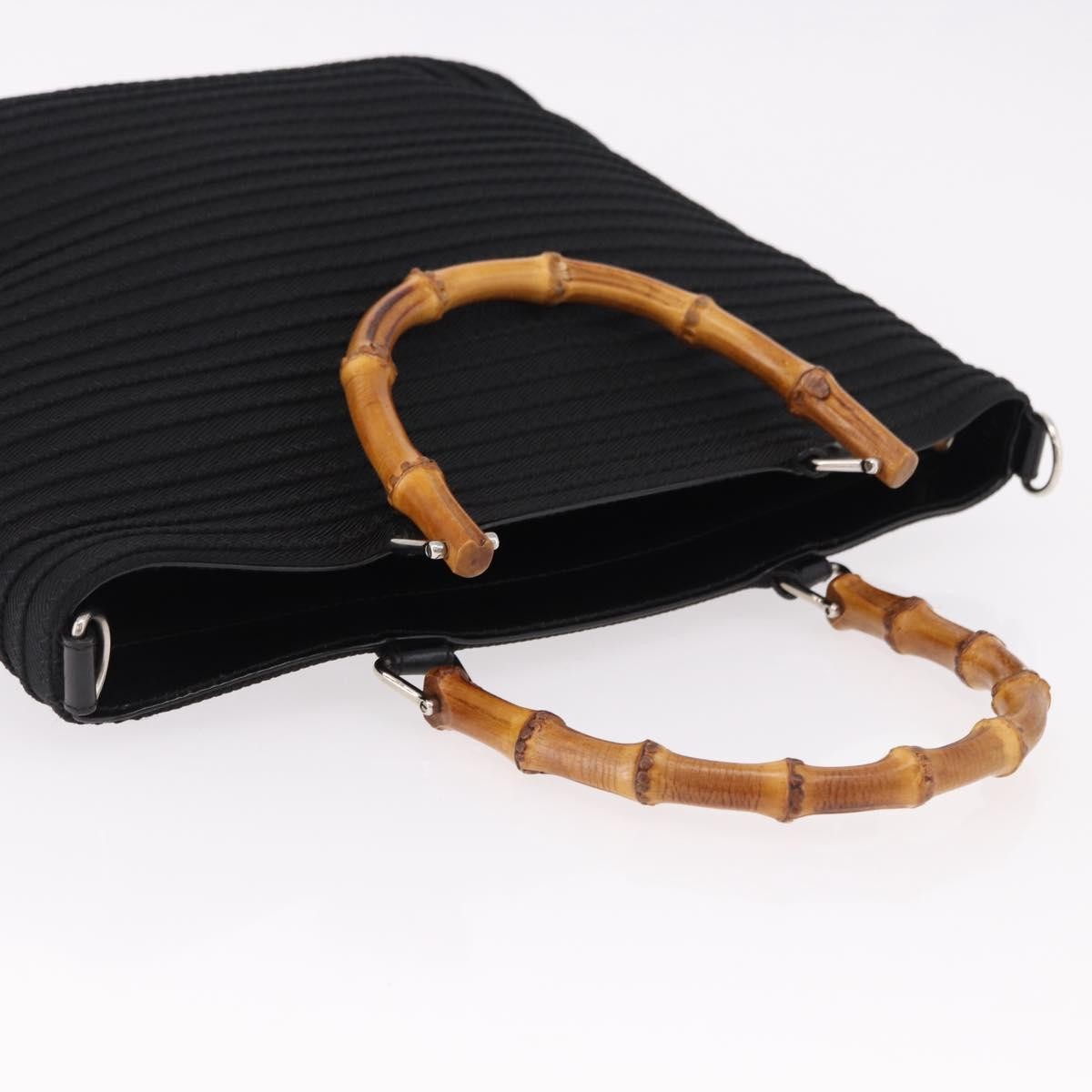 Gucci Vintage Bamboo Handle Canvas, Black, Canvas, Tote Bag