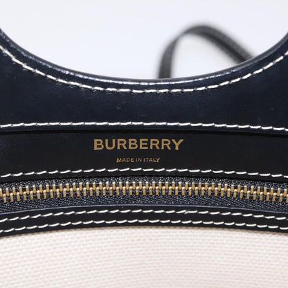 Burberry Logo Pocket Canvas with Leather, White, Canvas, Tote Bag