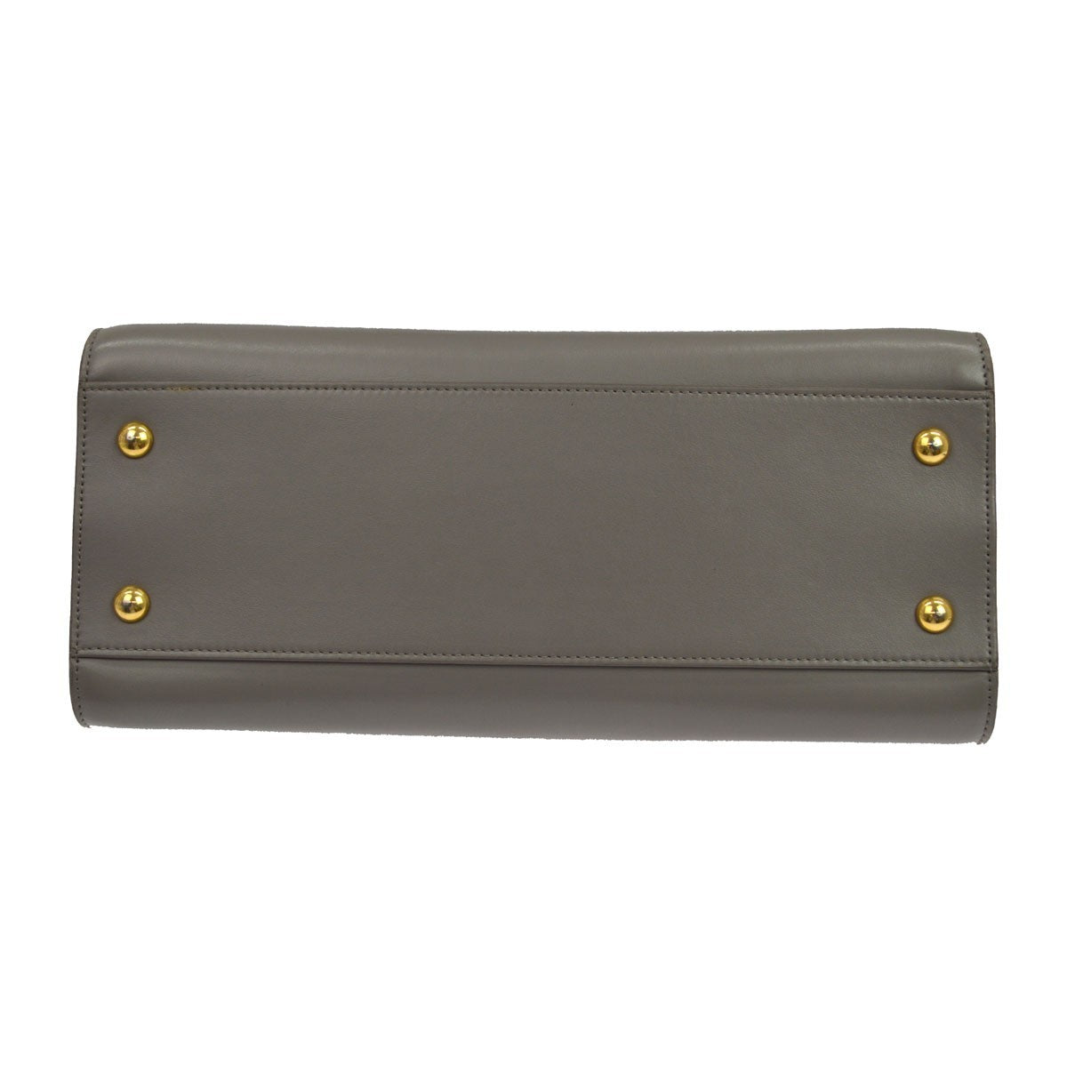 Saint Laurent Monogram Cabas Leather, Gray, Leather, Tote Bag