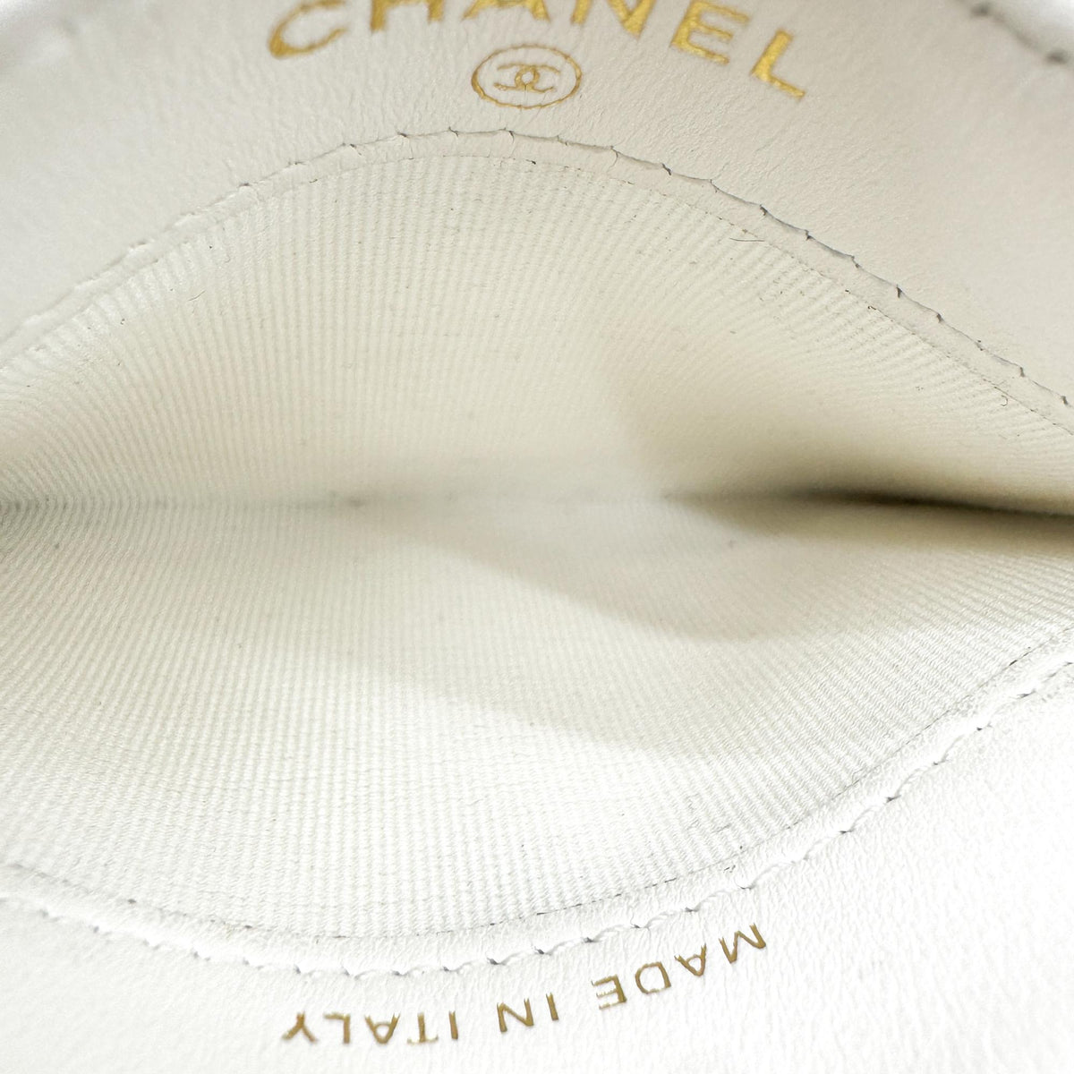 Chanel Classic Card Holder Quilted Caviar, White, Leather, Card Holder
