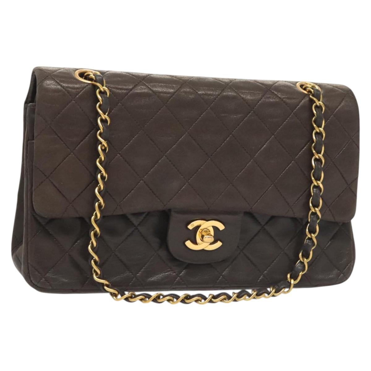 Chanel Vintage Classic Double Flap Bag Quilted Lambskin, BLACK, LEATHER, Shoulder bag