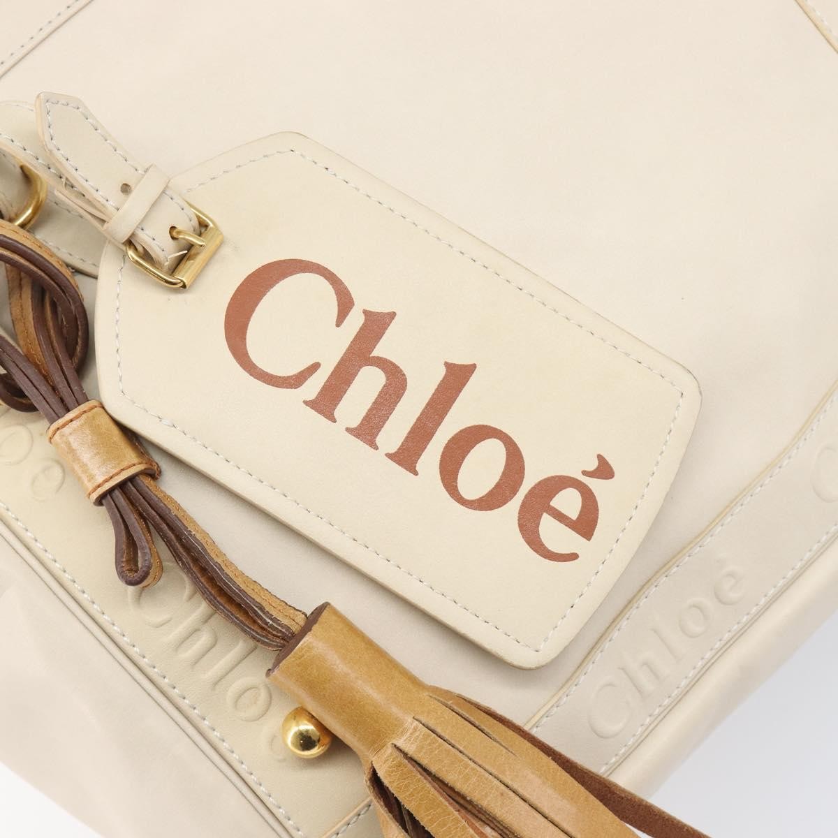 Chloe Eden Leather, White, Leather, Tote Bag