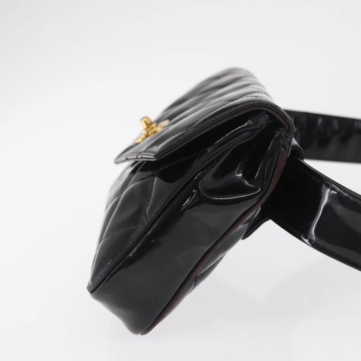 Chanel Vintage CC Flap Waist Patent Leather, Black, Patent Leather, Clutch