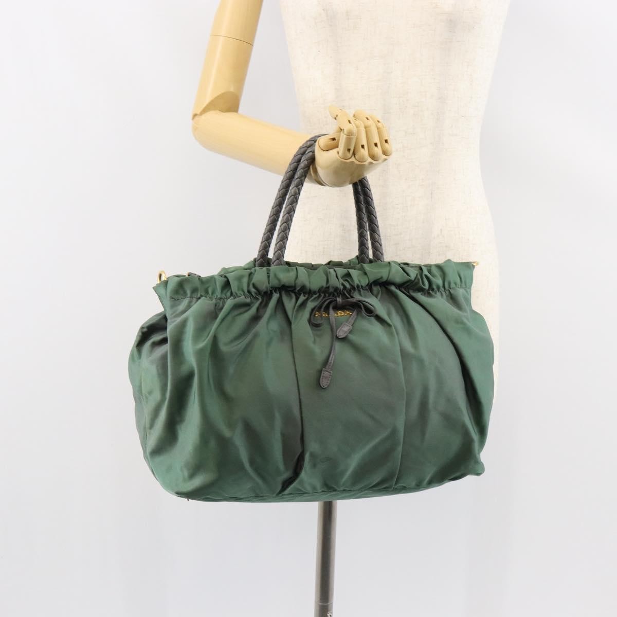 Prada Convertible Bow Tessuto, Green, Nylon, Tote Bag