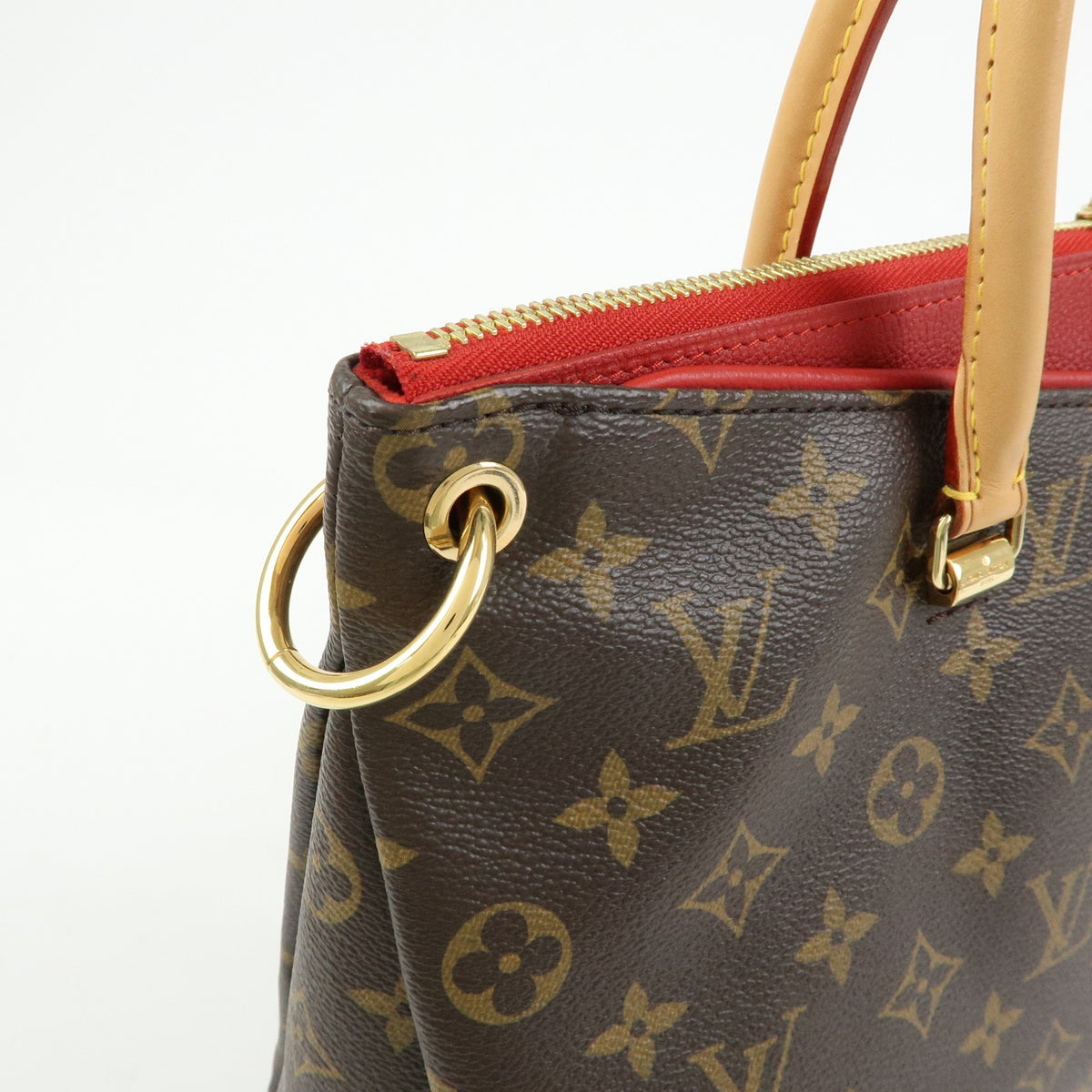 Louis Vuitton Pallas Monogram Canvas with Leather, Brown, Canvas, Tote Bag
