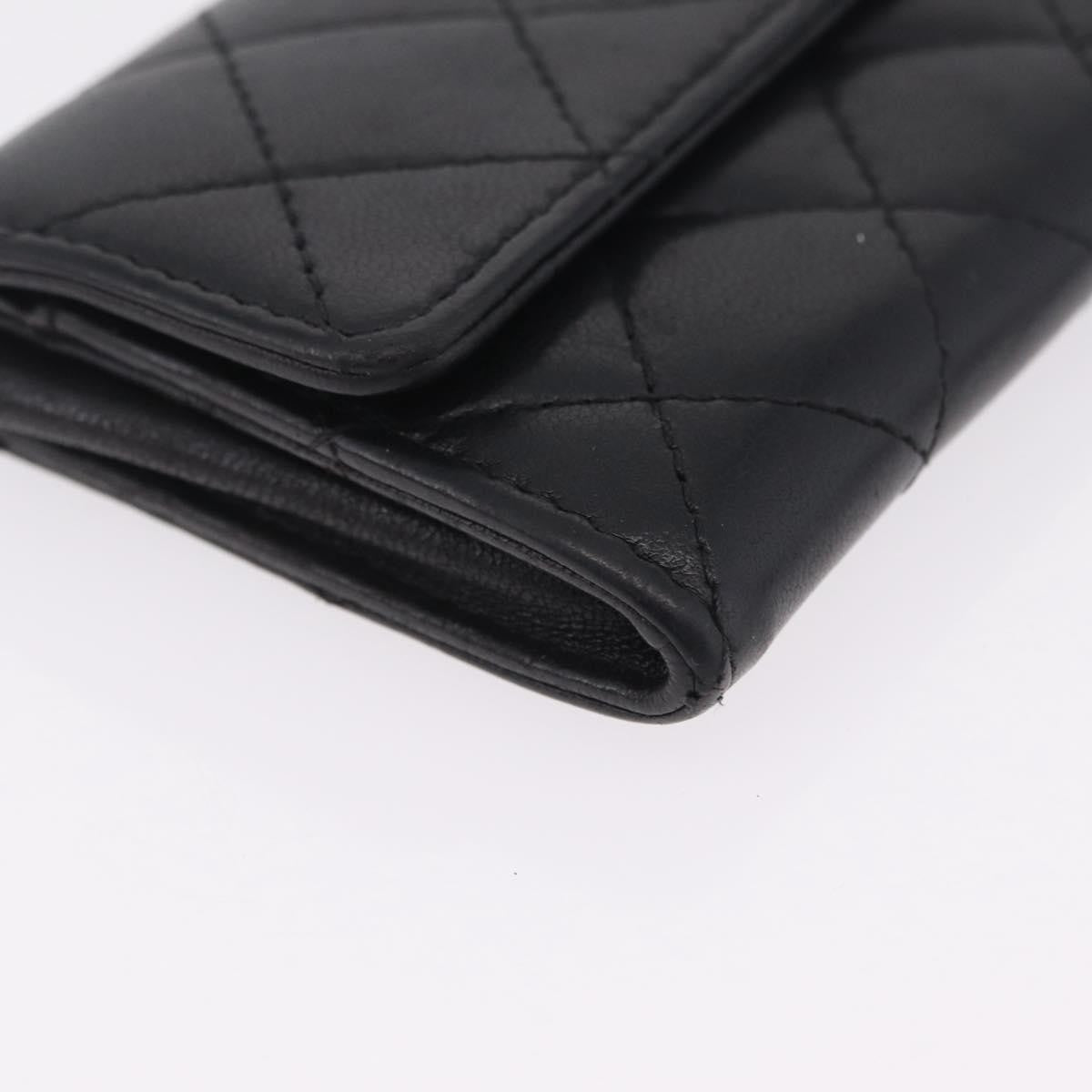 Chanel CC Flap Card Case Quilted Lambskin, Black, Leather, Card Holder