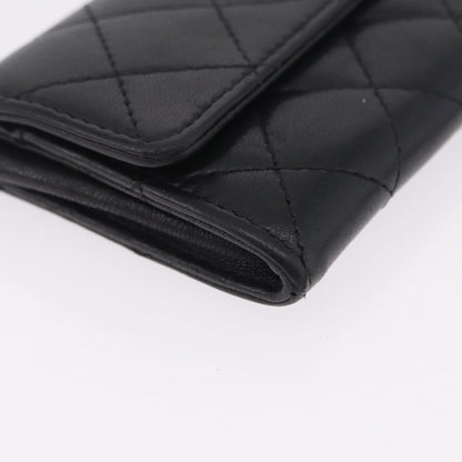 Chanel CC Flap Card Case Quilted Lambskin, Black, Leather, Card Holder