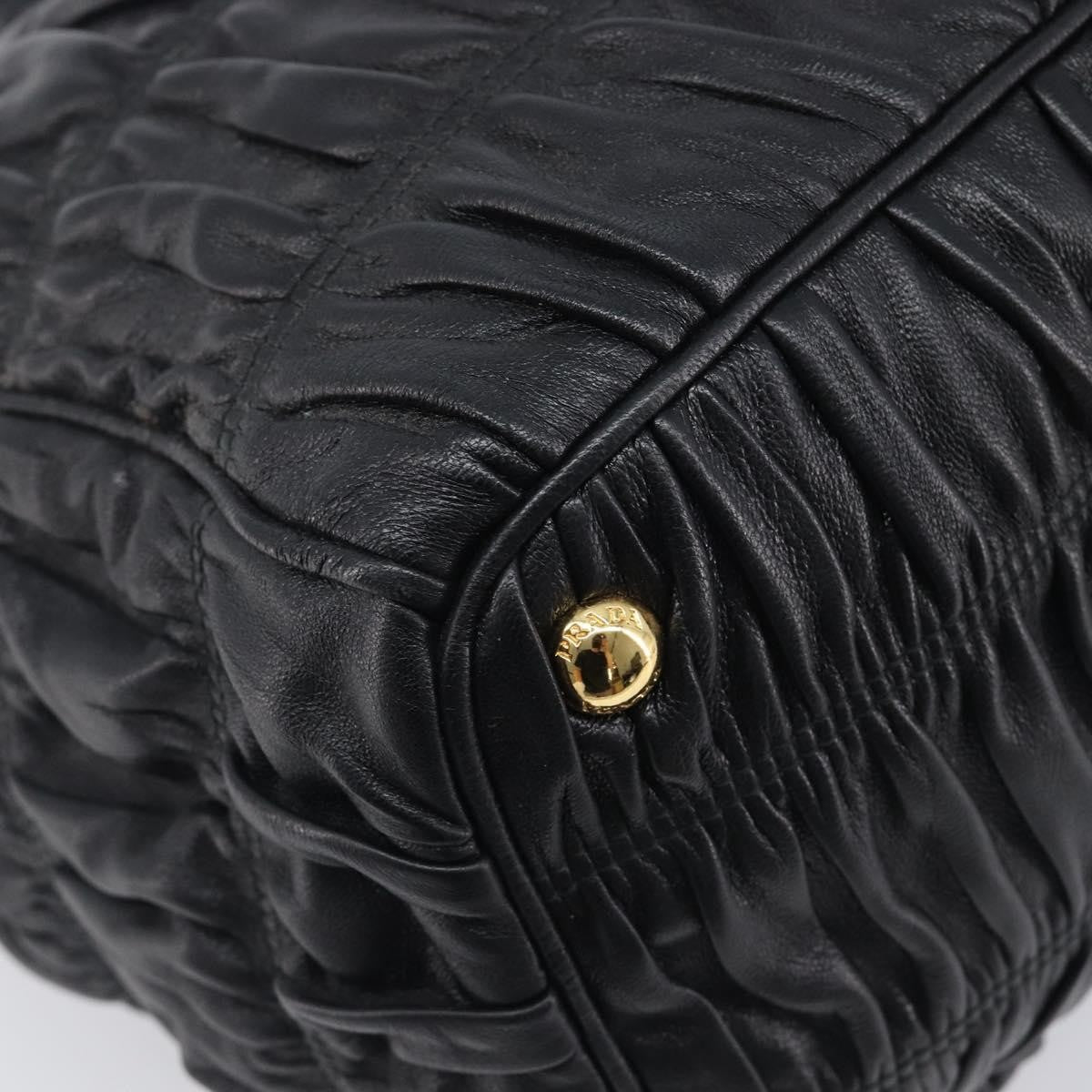 Prada Gaufre Double Zip Convertible Nappa Leather, Black, Leather, Tote Bag
