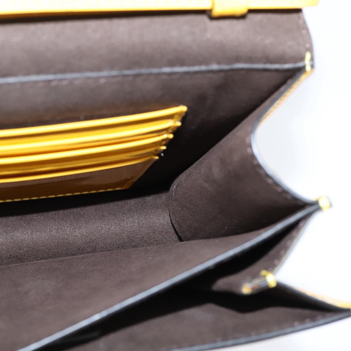 Fendi Curligraphy Shoulder Enamel Yellow Silver, YELLOW, PATENT_LEATHER, Shoulder bag