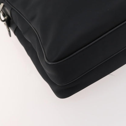 Burberry Front Zip Pocket Convertible Leather, Black, Nylon, Briefcase