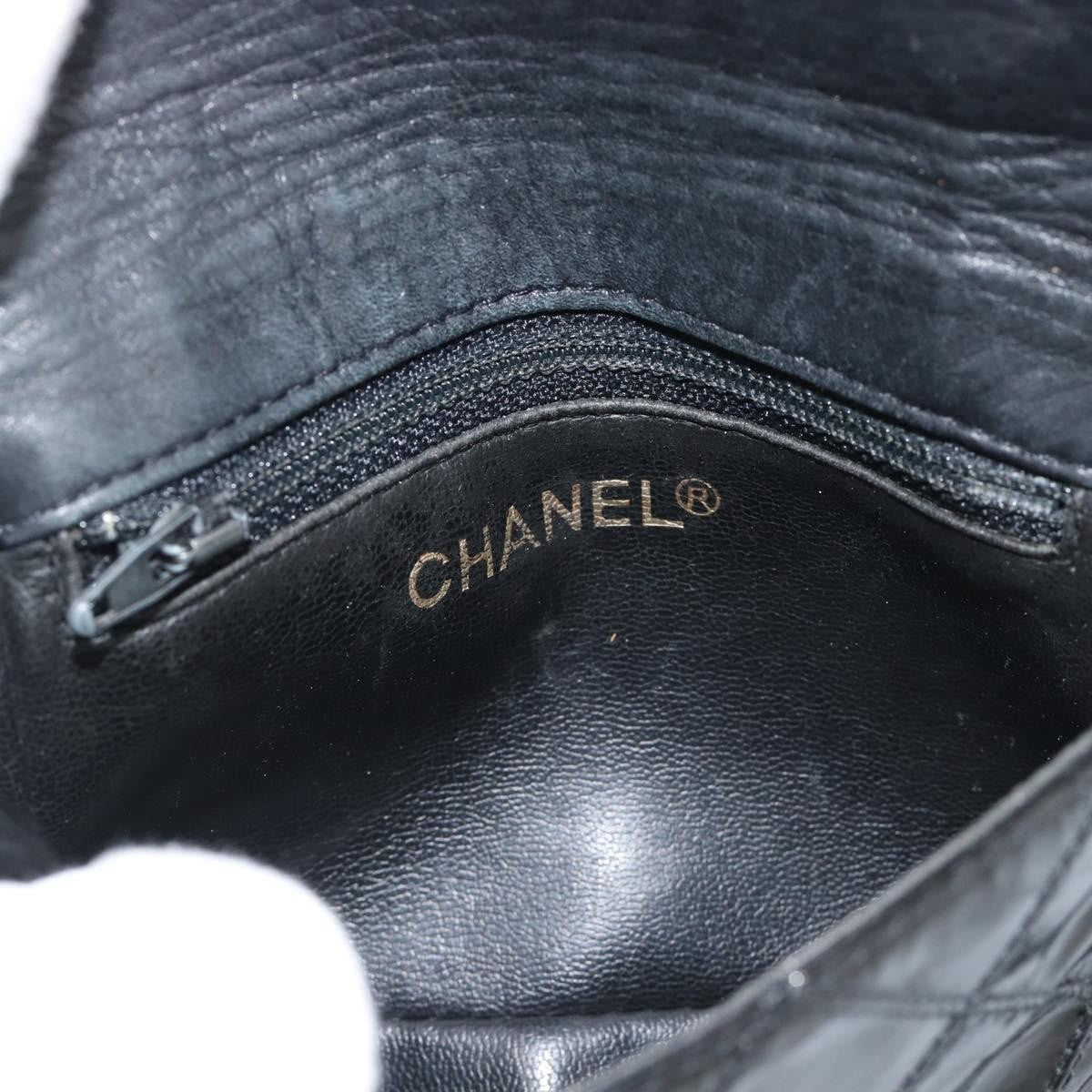 Chanel CC Flap Belt Quilted Lambskin, Black, Patent Leather, Clutch