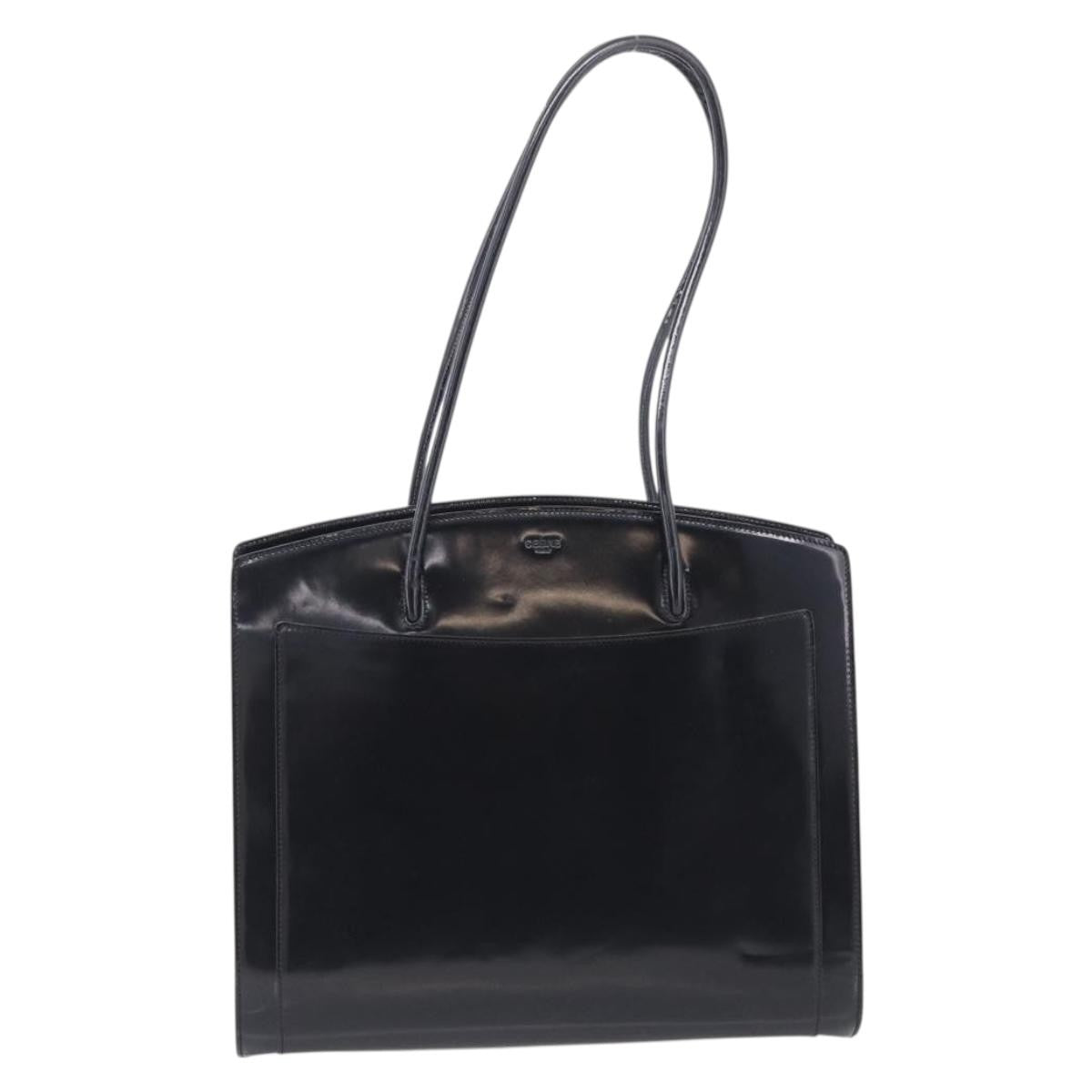 Celine Tote Leather, Black, Patent Leather, Tote Bag