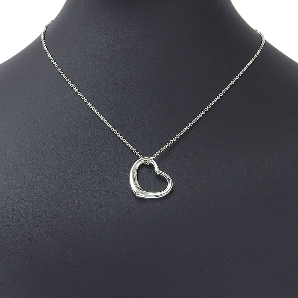 Tiffany & Co. Elsa Peretti Open Heart Pendant Sterling Silver, Silver, Silver, Necklace