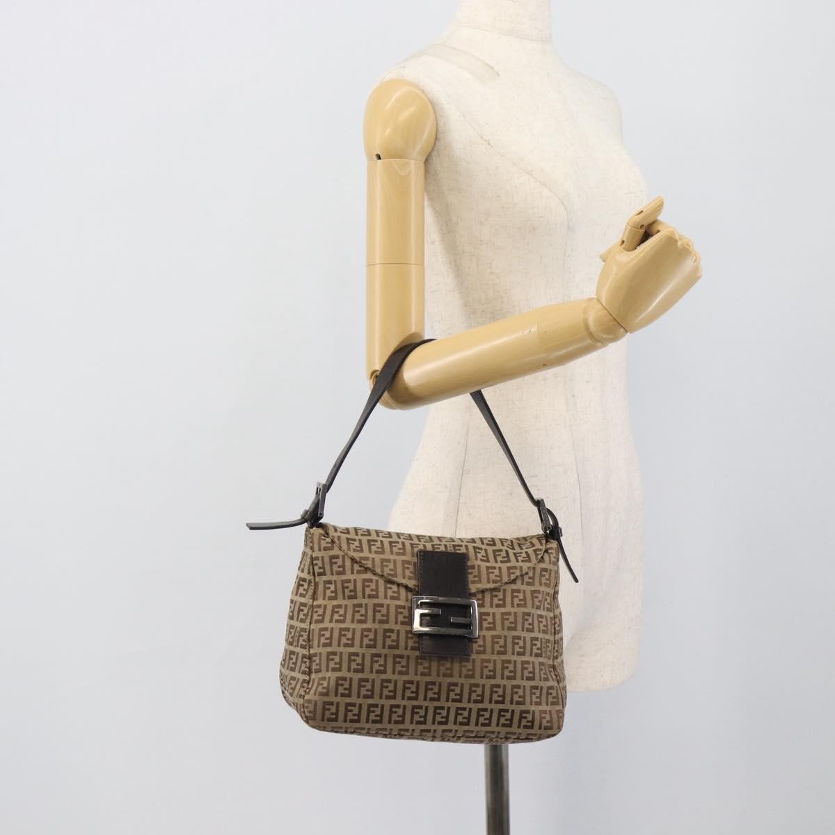 Fendi Mamma Baguette Canvas, Beige, Canvas, Handbag