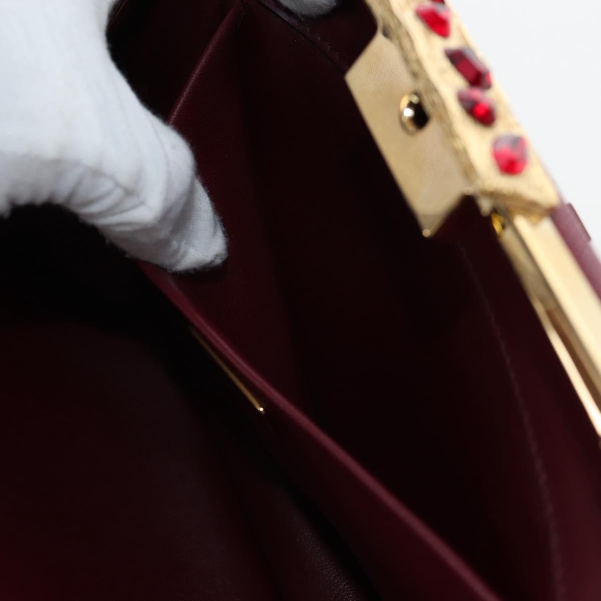 Prada Idol Studded Fringe Saffiano Leather, Burgundy, Leather, Shoulder Bag