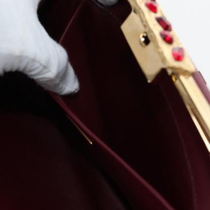 Prada Idol Studded Fringe Saffiano Leather, Burgundy, Leather, Shoulder Bag