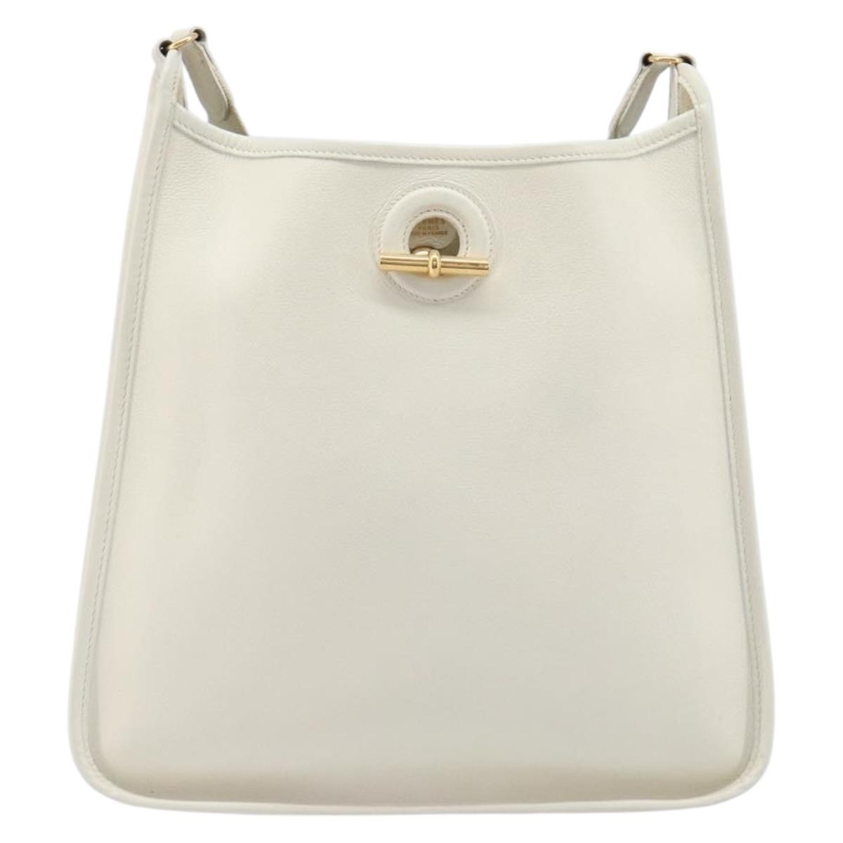 Hermes Vespa Courchevel, White, Leather, Shoulder Bag