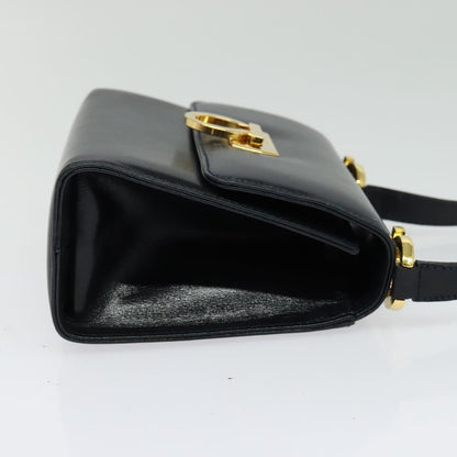 Salvatore Ferragamo Gancini Leather, Black, Leather, Shoulder Bag