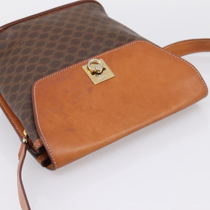Celine Macadam Leather, Brown, Canvas, Shoulder Bag
