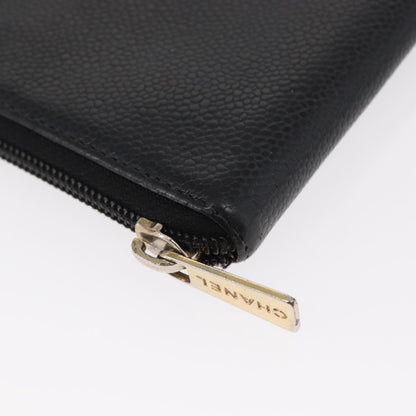 Chanel CC Zip Around Wallet Stitched Lambskin, BLACK, LEATHER, Wallets