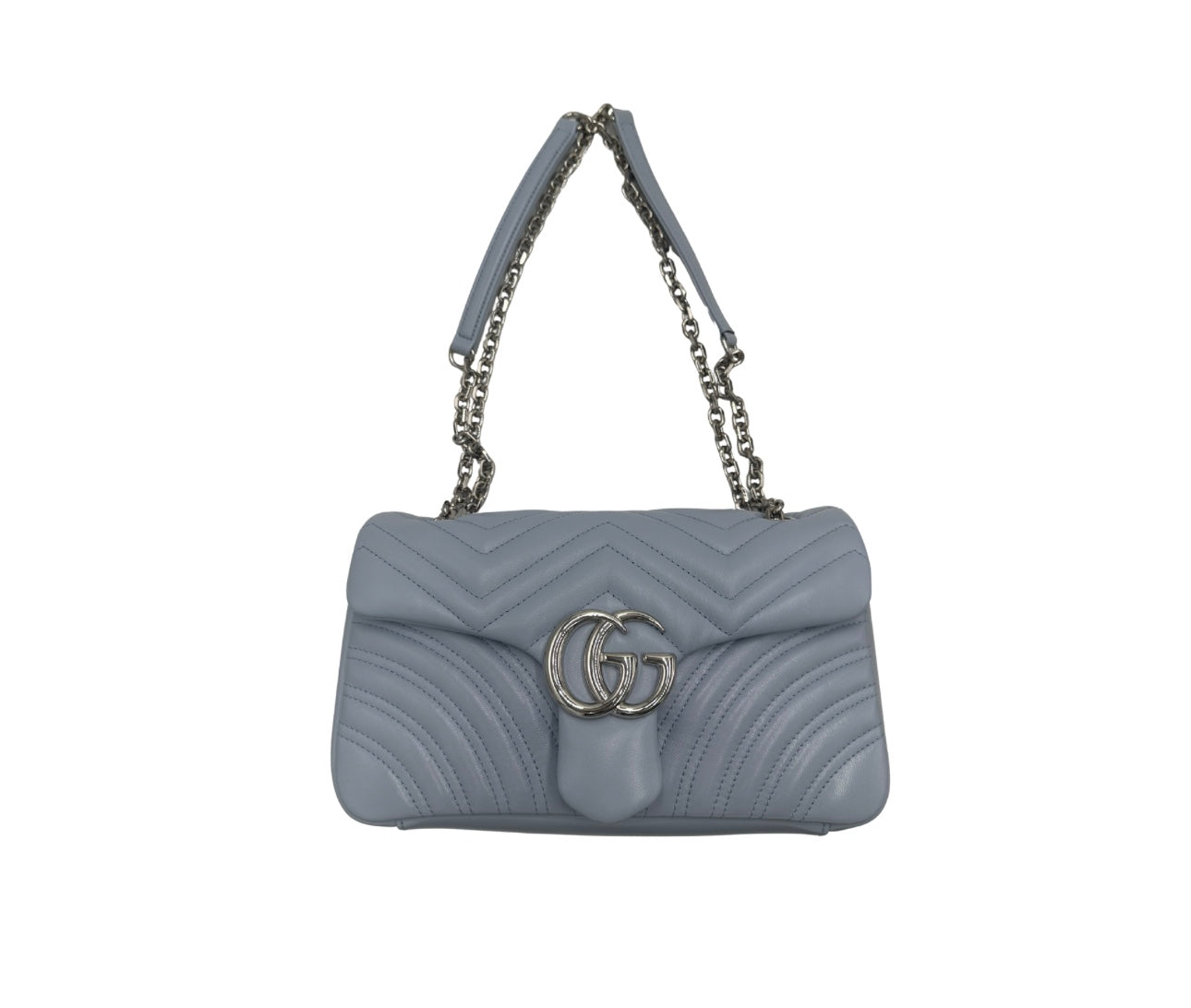 Gucci GG Marmont Shoulder Bag Matelasse Leather, Blue, Leather, Shoulder Bag